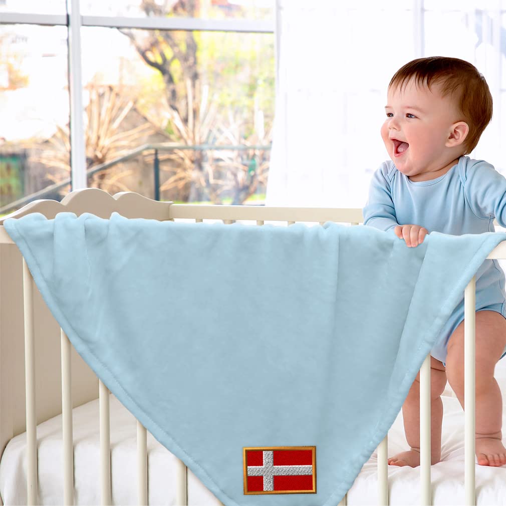 Custom Embroidered Baby Blankets for Boys & Girls - Soft Nursery Bedding Set - Personalized Name & Design - Perfect for Crib, Stroller & Gift - Denmark Inspired