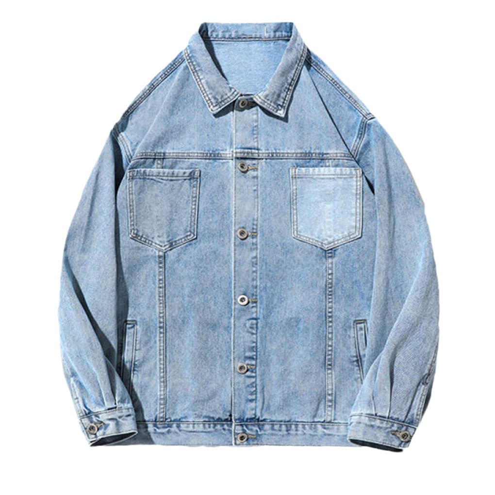 Men's Denim Jacket - Classic Blue Jean Jacket for Spring & Fall | Casual Outerwear for Everyday Wear, Street Style & Outdoor Activities