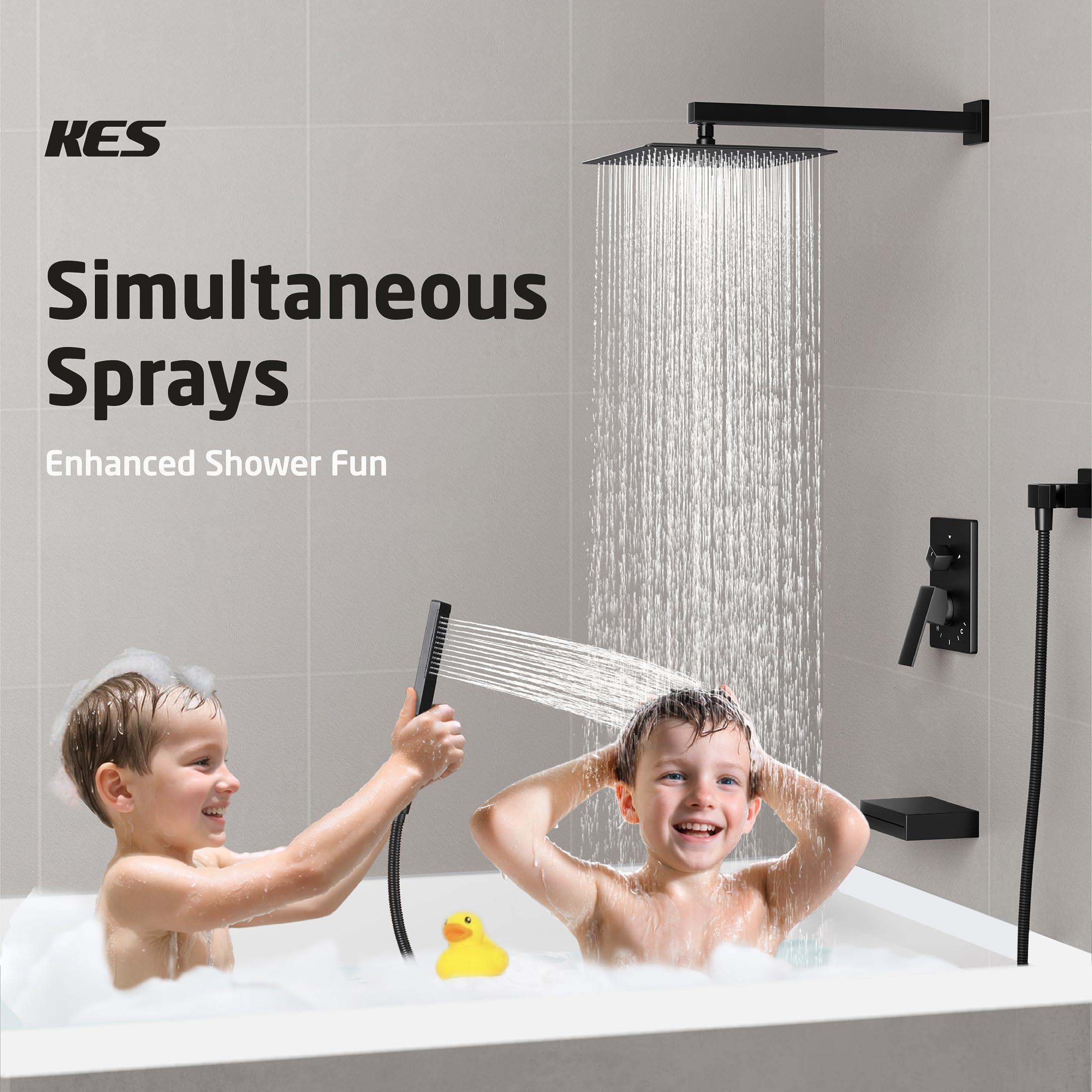 Premium Matte Black Shower System with 10