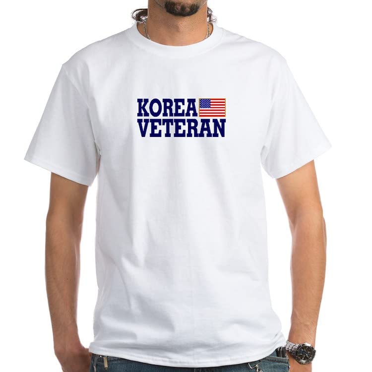 Korea Veteran White Cotton T-Shirt - Patriotic Military Apparel for Veterans Day, Memorial Day & Army Support - Comfortable Casual Wear for Men