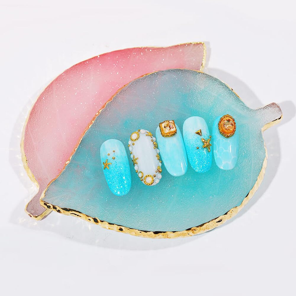 Premium Resin Nail Art Palette - Mixing Board for Nail Gel Polish Colors, Manicure Display Tray with Leaves Shape - Perfect for Salon & DIY Nail Art Designs
