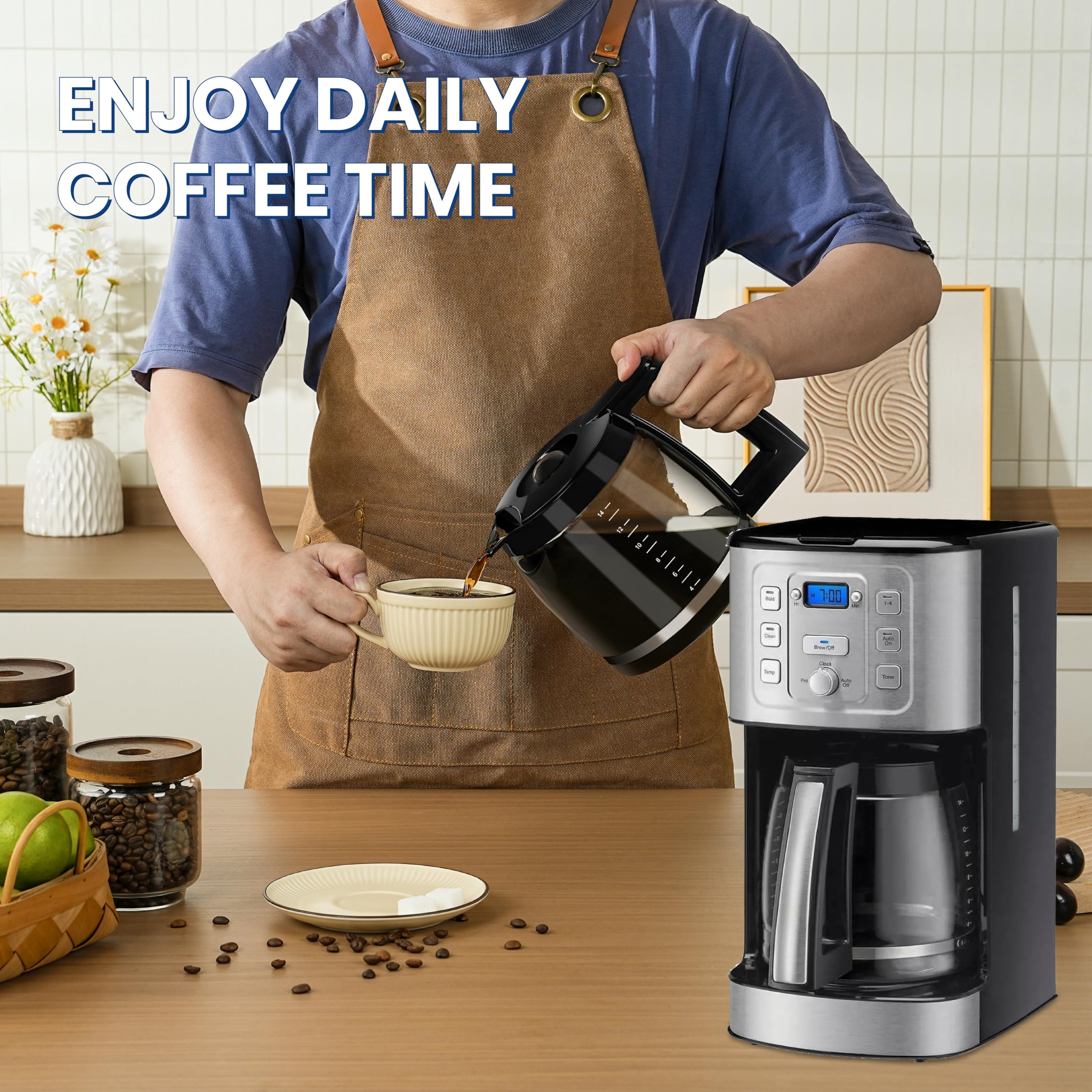 14-Cup Replacement Carafe for Cuisinart Coffee Maker - Compatible with DCC-3200, DCC-3200P1, DCC-2200, DCC-2600, DCC-2800 & CBC-7000PCFR (Model DCC-2200RC-1) - Perfect for Home, Office or Restaurant Use