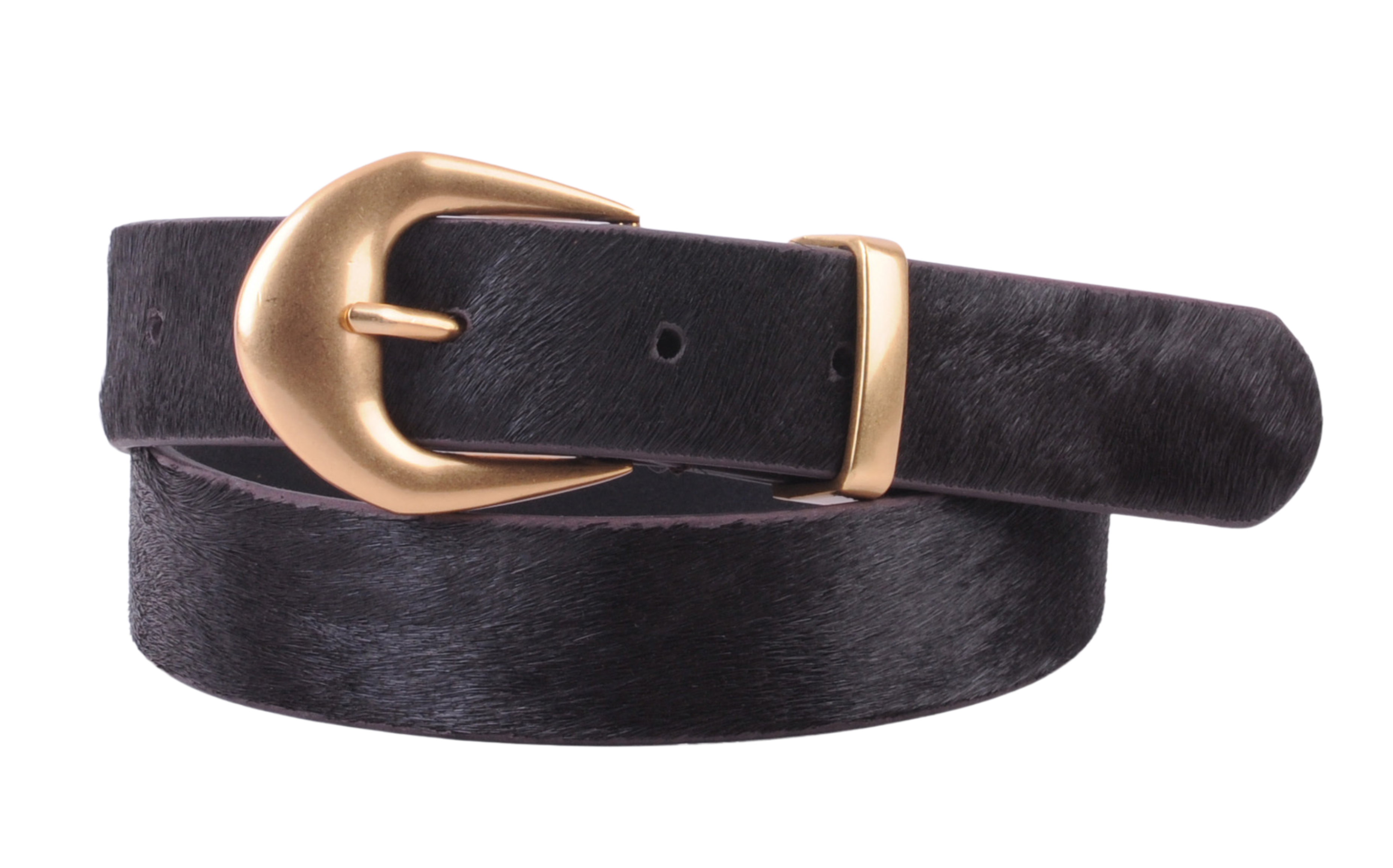 Luxury Calf Hair Belt with Thick Gold Buckle - Stylish Leather Waistband for Men & Women | Perfect for Office, Parties & Formal Events