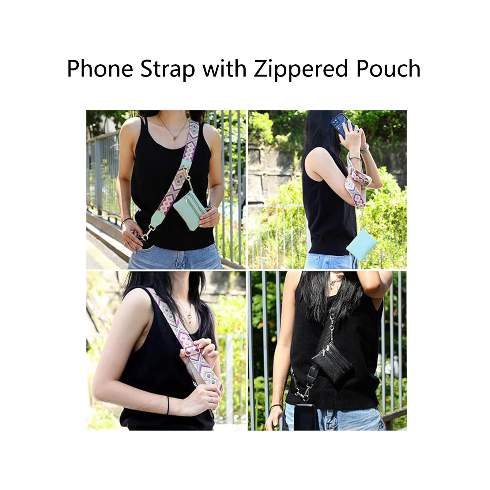 Zippered Phone Organizer with Adjustable Crossbody Strap - Secure Phone Holder Alternative to Handbags & Wallets - Perfect for Travel, Shopping & Everyday Use