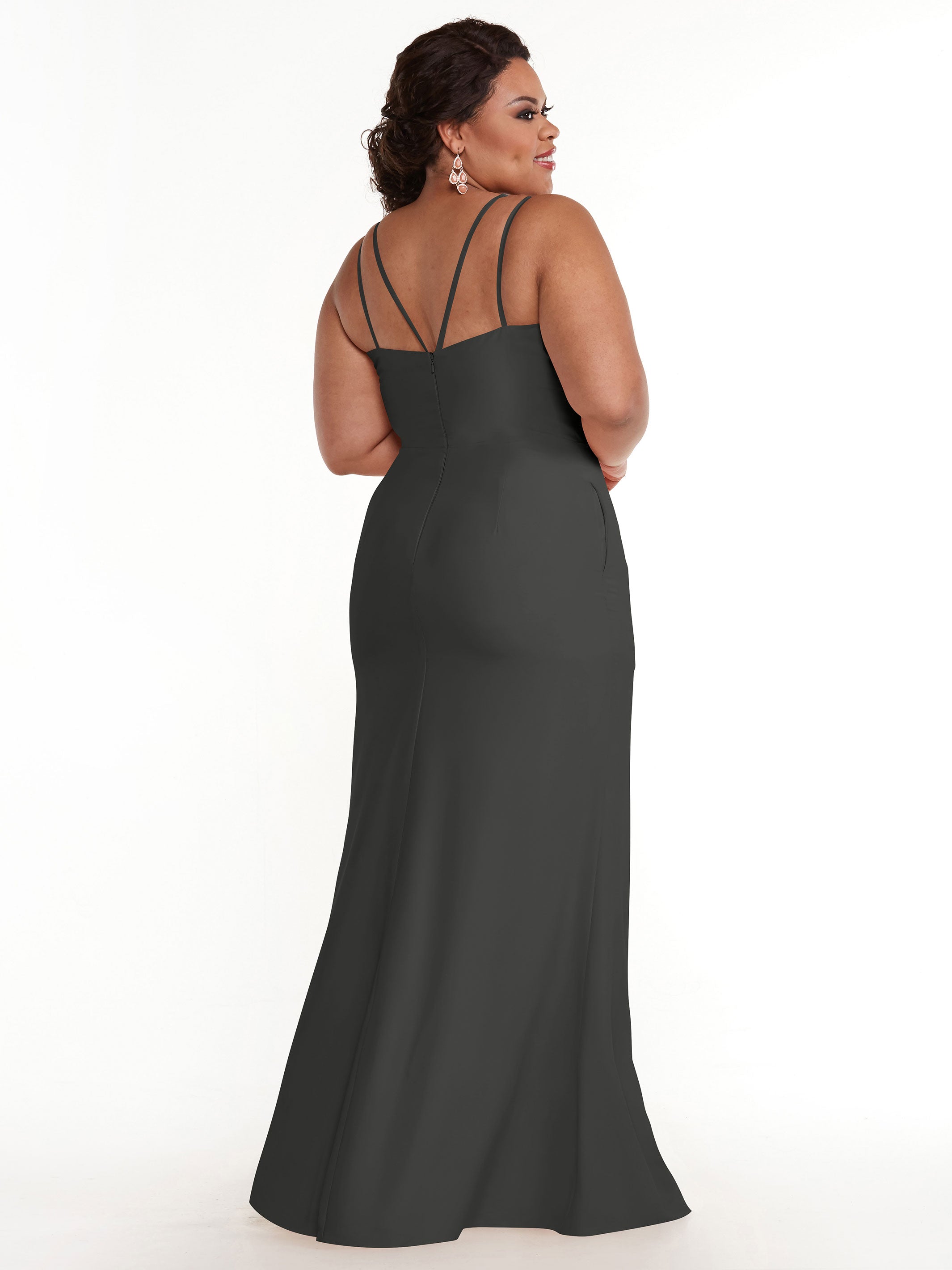 Elegant 83030 Sheath Stretch Chiffon Bridesmaid Dress with Bateau Neckline & Thigh Slit - Perfect for Weddings, Formal Events & Special Occasions