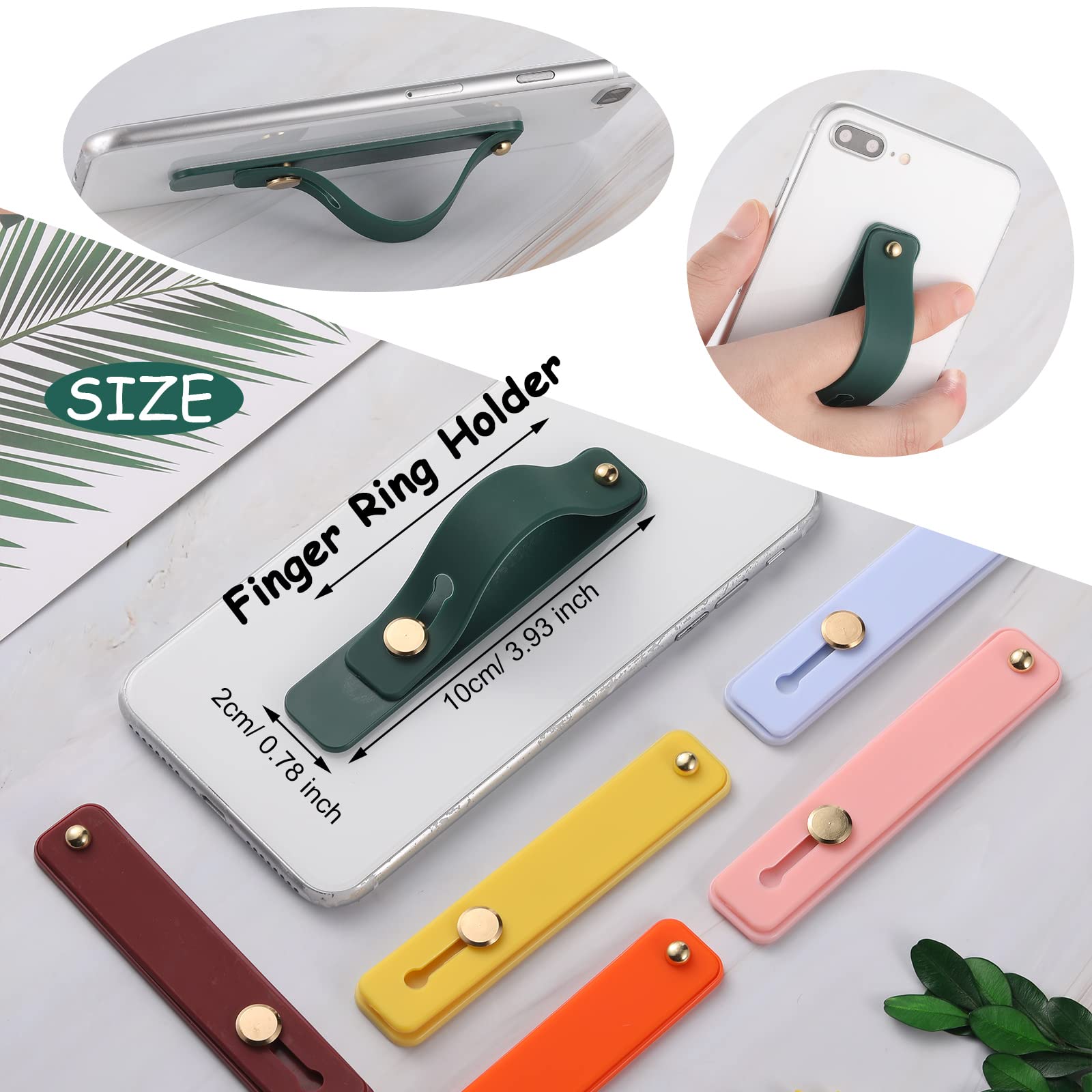 6-Piece Phone Grip Holder - Universal Finger Strap Stand for Smartphones - for Work & Travel