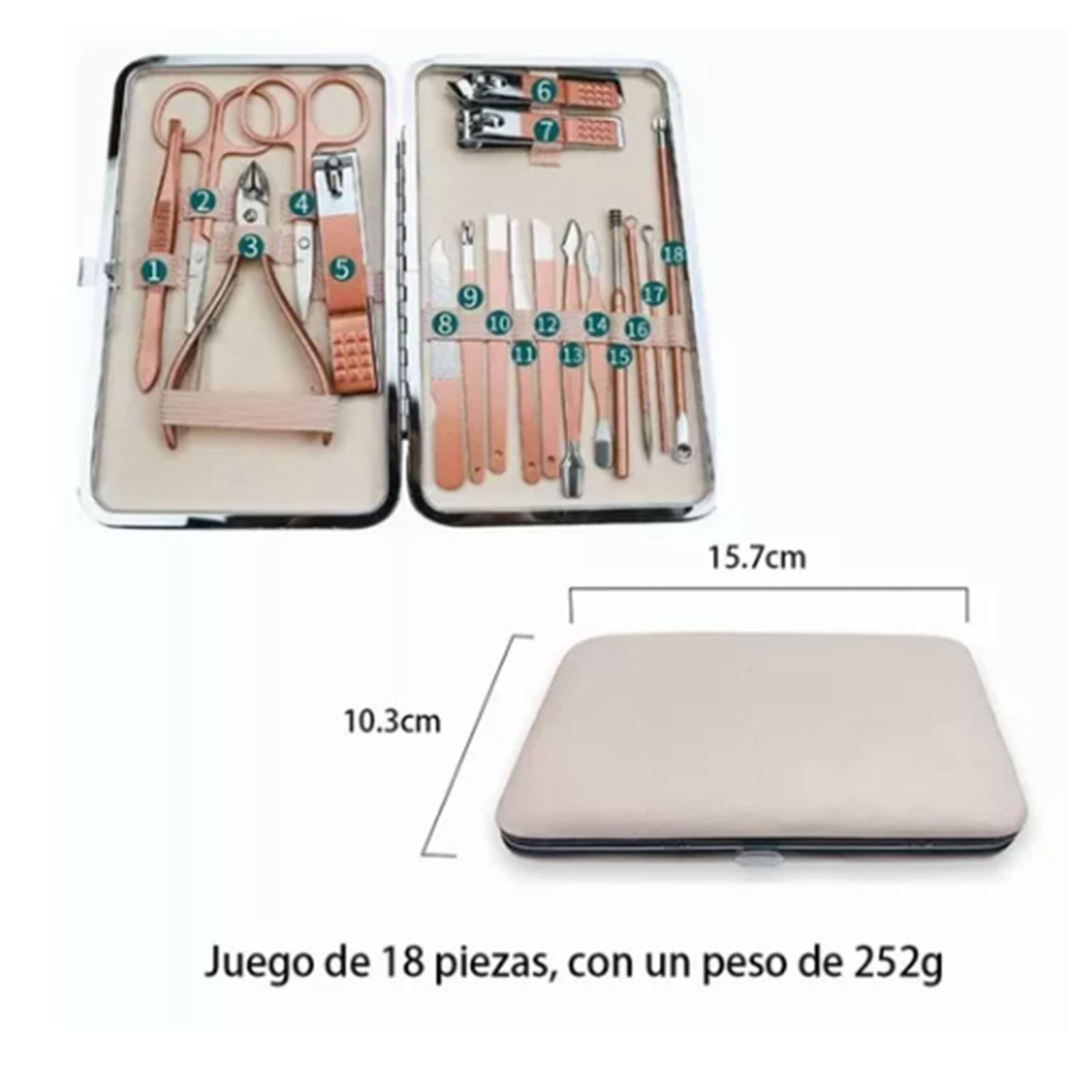 18Pcs Stainless Steel Nail Clippers Set - Professional Nail Scissors, Cuticle Trimmer & Pedicure Kit for Manicure, Acne Cleaning & Nail Care | Perfect for Home, Salon & Travel Use