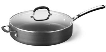 Simply Calphalon Nonstick 3-Quart Saute Pan with Glass Lid - Perfect for Sautéing, Frying & Simmering - Ideal for Home Cooking & Professional Kitchens