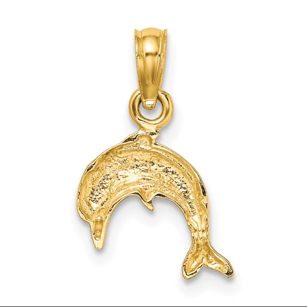 14K Solid Yellow Gold Sea Dolphin Necklace - Ocean Fish Pendant for Women, Nautical Charm Jewelry Gift for Beach Lovers & Summer Vacation Accessories