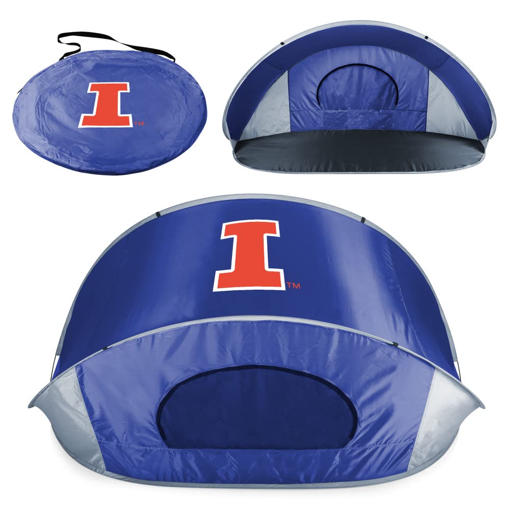 NCAA Illinois Fighting Illini Portable Beach Tent - Quick Pop Up Sun Shelter for Outdoor Sports, Picnics & Beach Days - UV Protection & Windproof Design