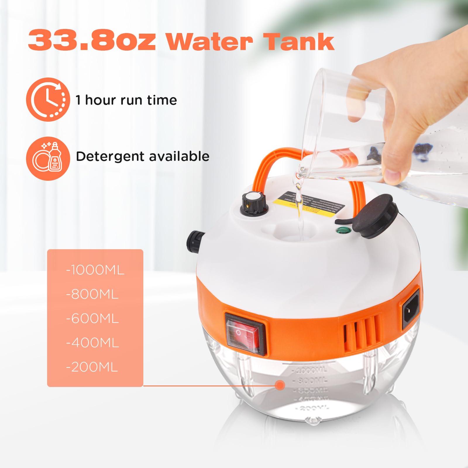 2500W High-Pressure Steam Cleaner with 3 Brush Heads - Portable Handheld Steam Mop for Kitchen, Bathroom, Carpet, Car & Tile Cleaning - Perfect for Deep Cleaning Floors, Upholstery & Hard Surfaces