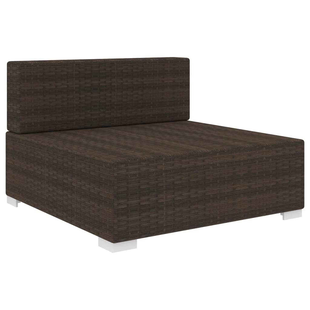 vidaXL Brown Outdoor Sectional Sofa with Cushions - Poly Rattan Patio Furniture for Garden, Poolside & Backyard Relaxation