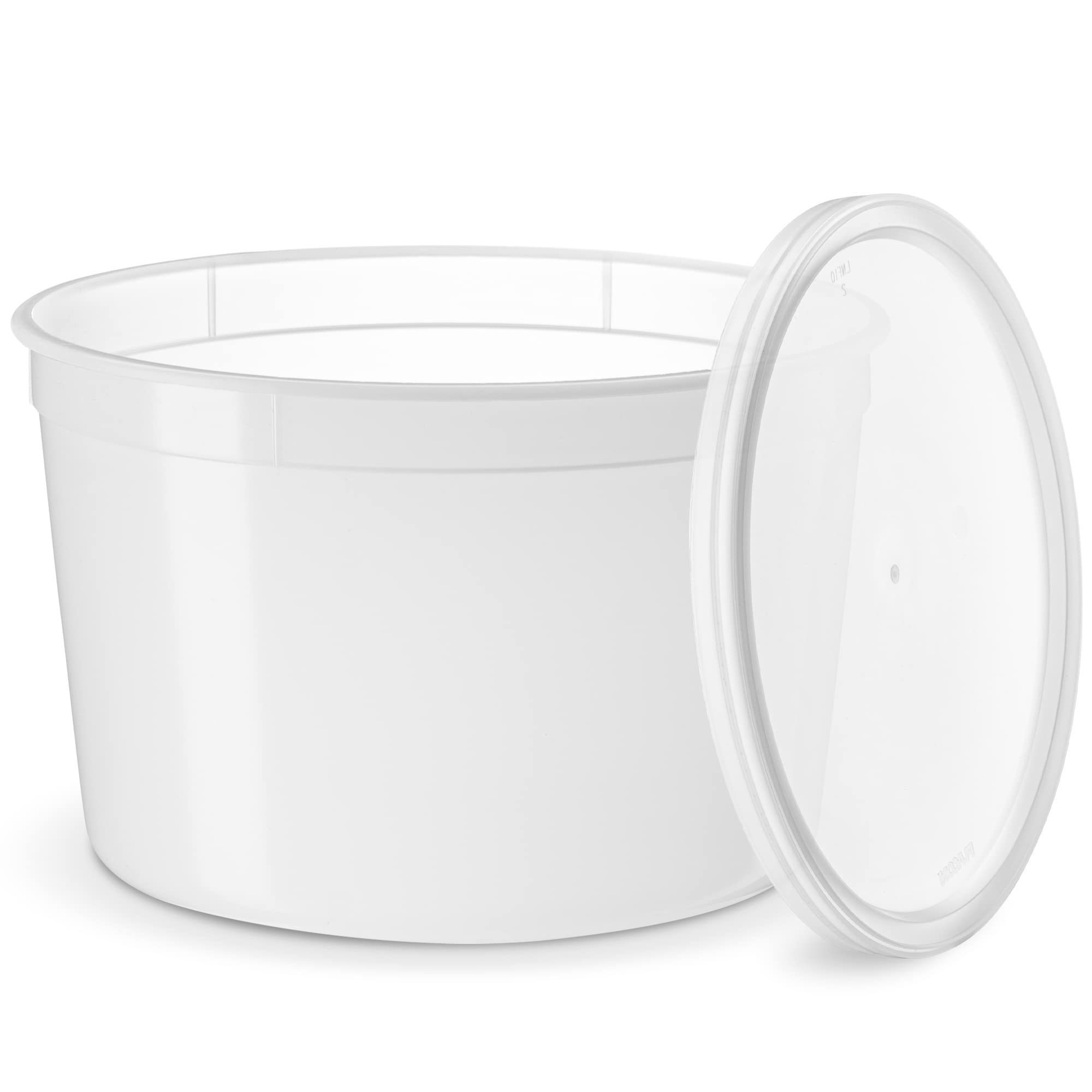 12-Pack 64 oz Disposable Plastic Food Storage Containers with Lids - Leakproof Deli Containers, Ice Cream Buckets & Soup Pails - Perfect for Meal Prep, Restaurant Takeout & Leftovers Storage (Formerly Comfy Package)