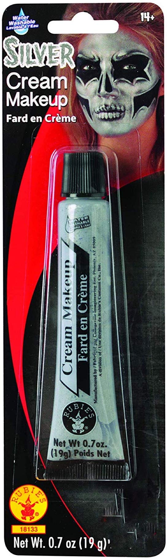 Rubie's Silver Metallic Cream Makeup - Professional Face Paint for Halloween, Cosplay, and Costume Parties - Perfect for Theatrical Performances and Special Effects