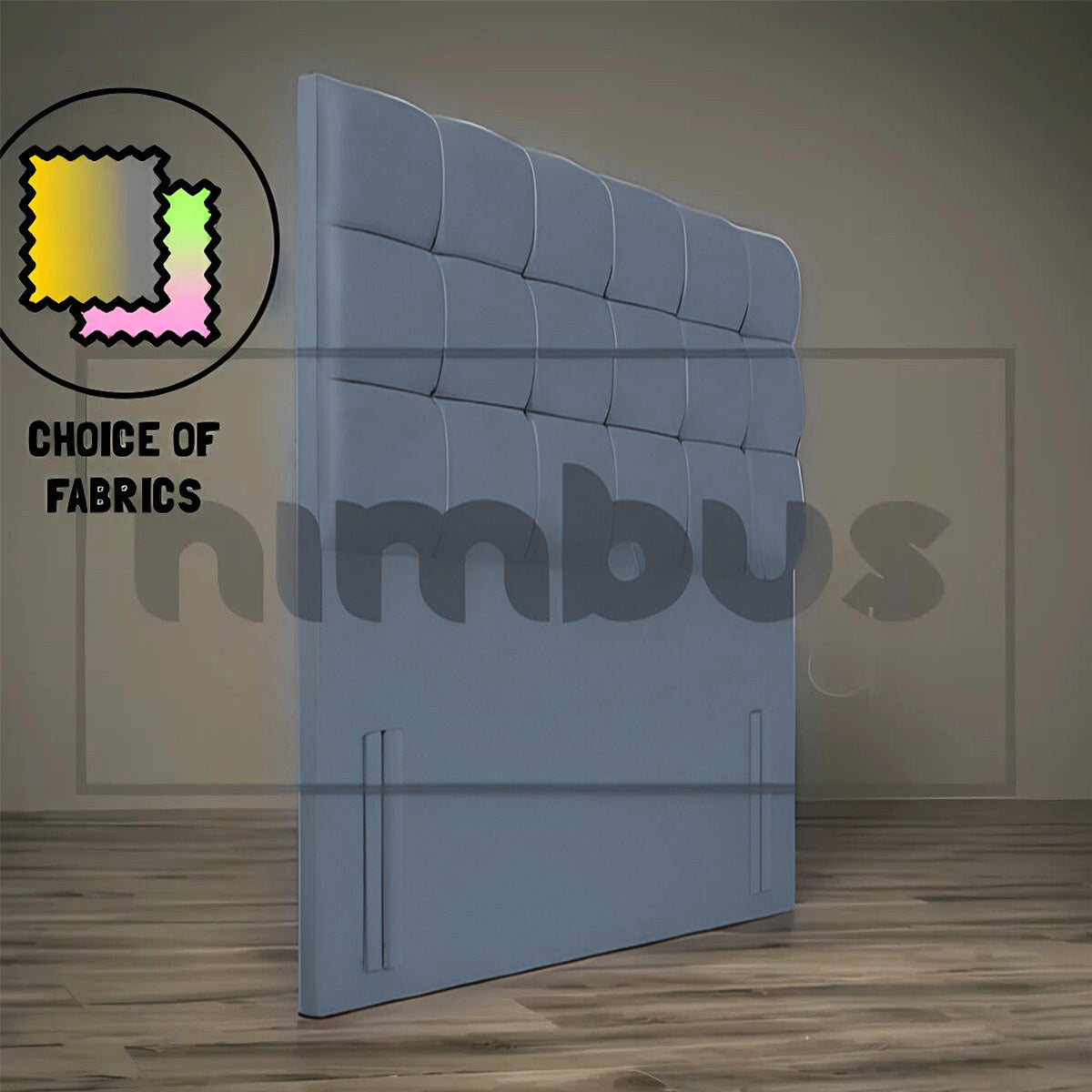 Modern Floor Standing Cube Headboard - Upholstered Bed Frame with Storage & LED Lights - Perfect for Small Bedrooms, Apartments & Dorm Rooms