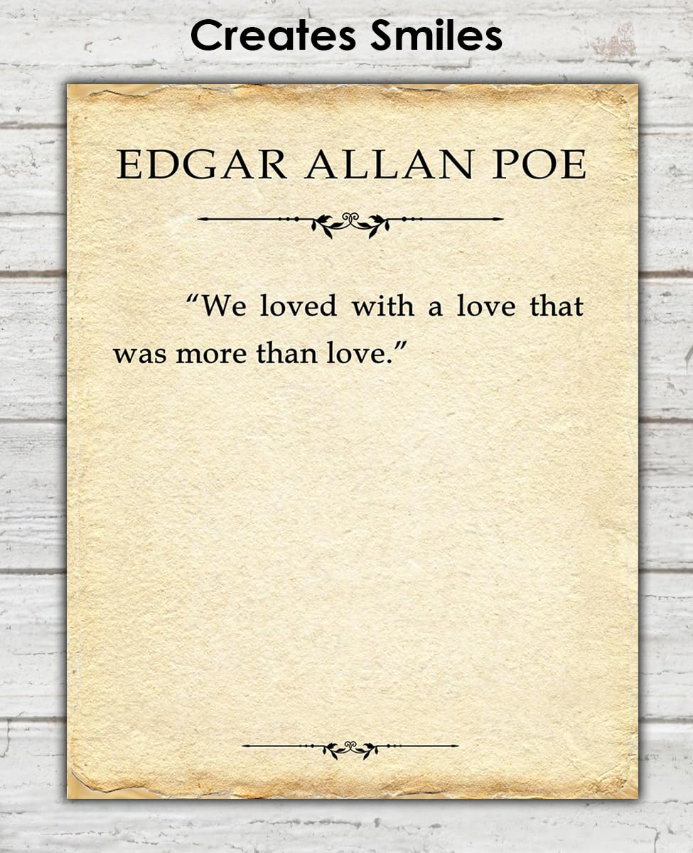 Edgar Allan Poe Motivational Wall Art - 'We Loved a Love That Was More...' Inspirational Quote Print - 8x10 Positive Affirmations Decor for Bedroom, Office, Living Room - Perfect Gift for Men & Women, Poetry Lovers & Literary Enthusiasts
