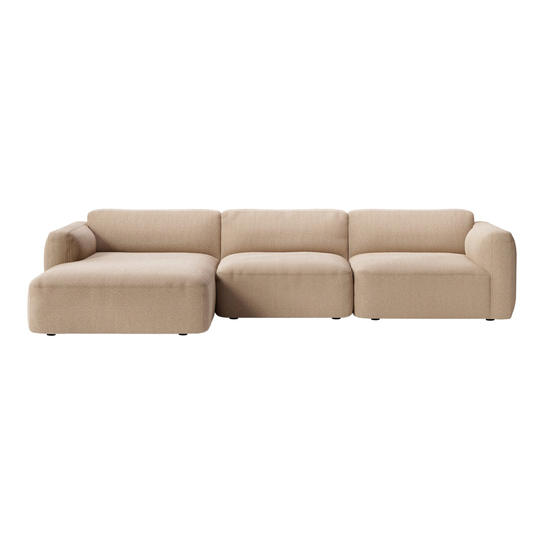 Develius Mellow Models E & F 3-Seater Sofa with Chaise Lounge - Modern Living Room Furniture for Small Spaces, Comfortable Sectional Couch for Apartments and Home Theater