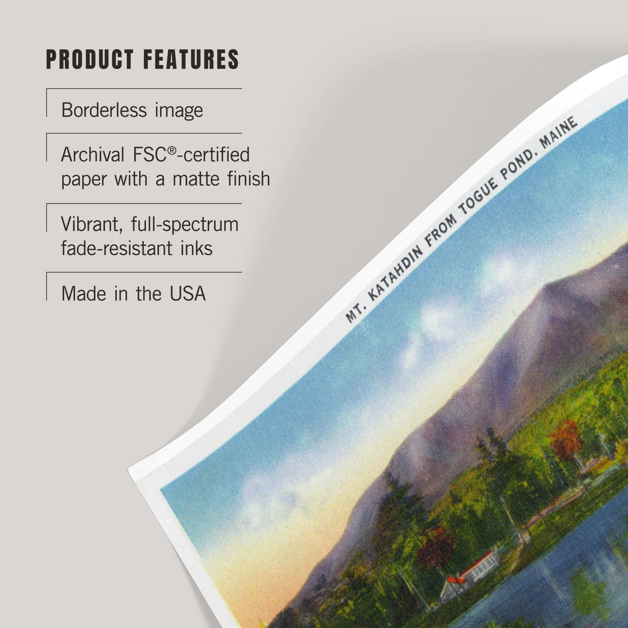 Lantern Press 16x24 Inch Giclee Print - Stunning Togue Pond View of Mount Katahdin, Maine | Premium Wall Art for Living Room, Bedroom & Office Decor
