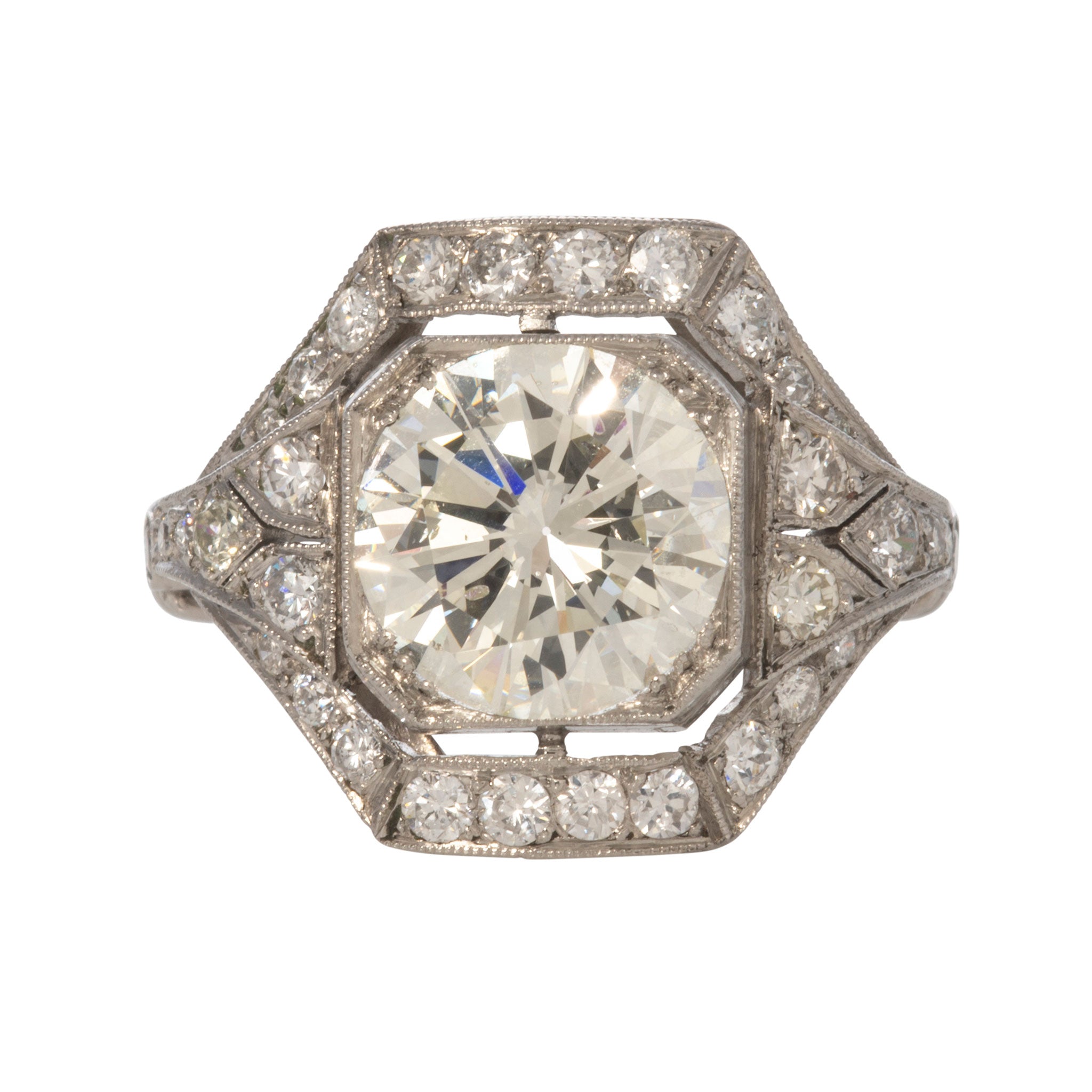Art Deco 4.54ctw Diamond Platinum Engagement Ring for Women - Vintage Style Wedding Band, Anniversary Gift & Proposal Jewelry - Perfect for Romantic Occasions & Special Celebrations