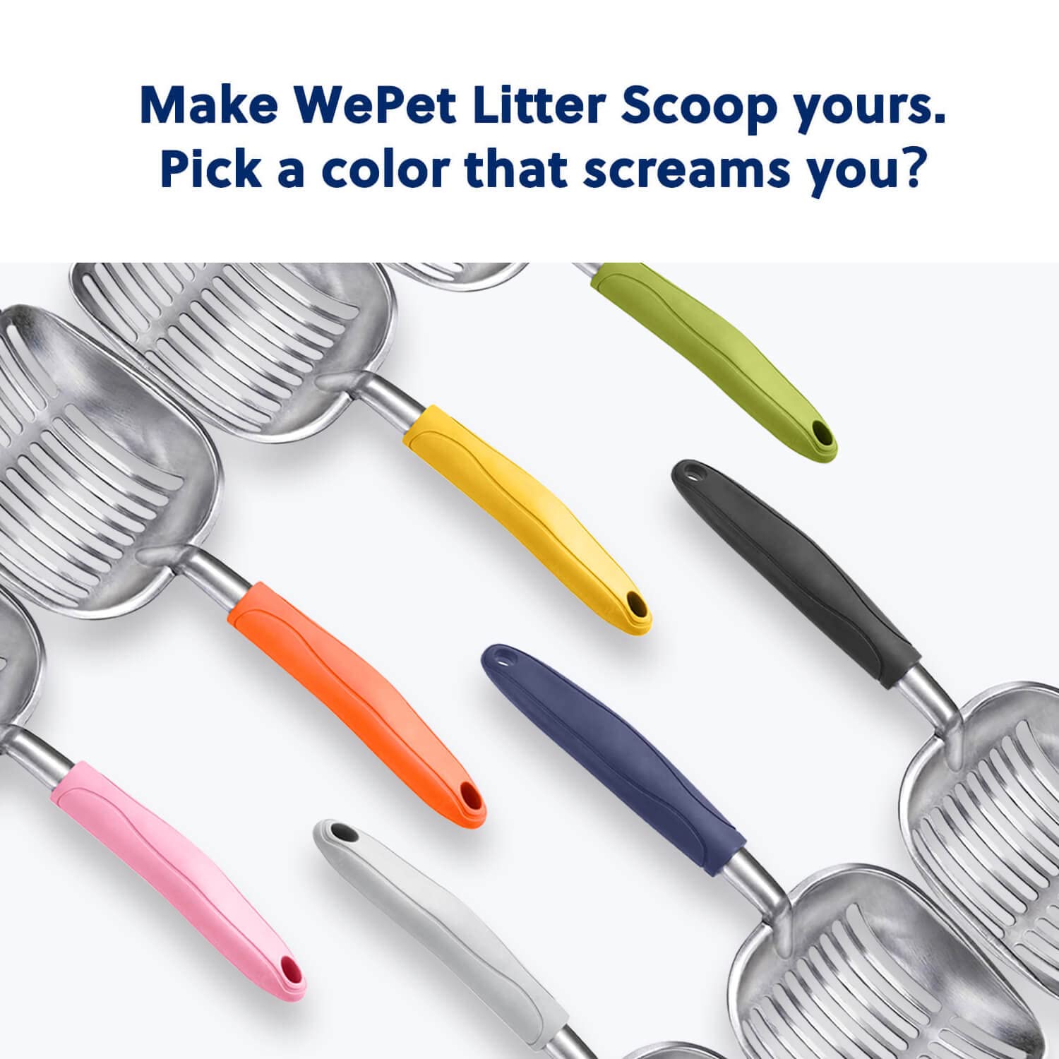 Premium WePet Aluminum Alloy Cat Litter Scoop - Durable Metal Kitty Litter Scooper with Long Handle & Deep Shovel for Easy Poop Sifting - Heavy Duty Litter Box Cleaner for Cats & Kittens - Perfect for Daily Pet Waste Cleaning & Odor Control