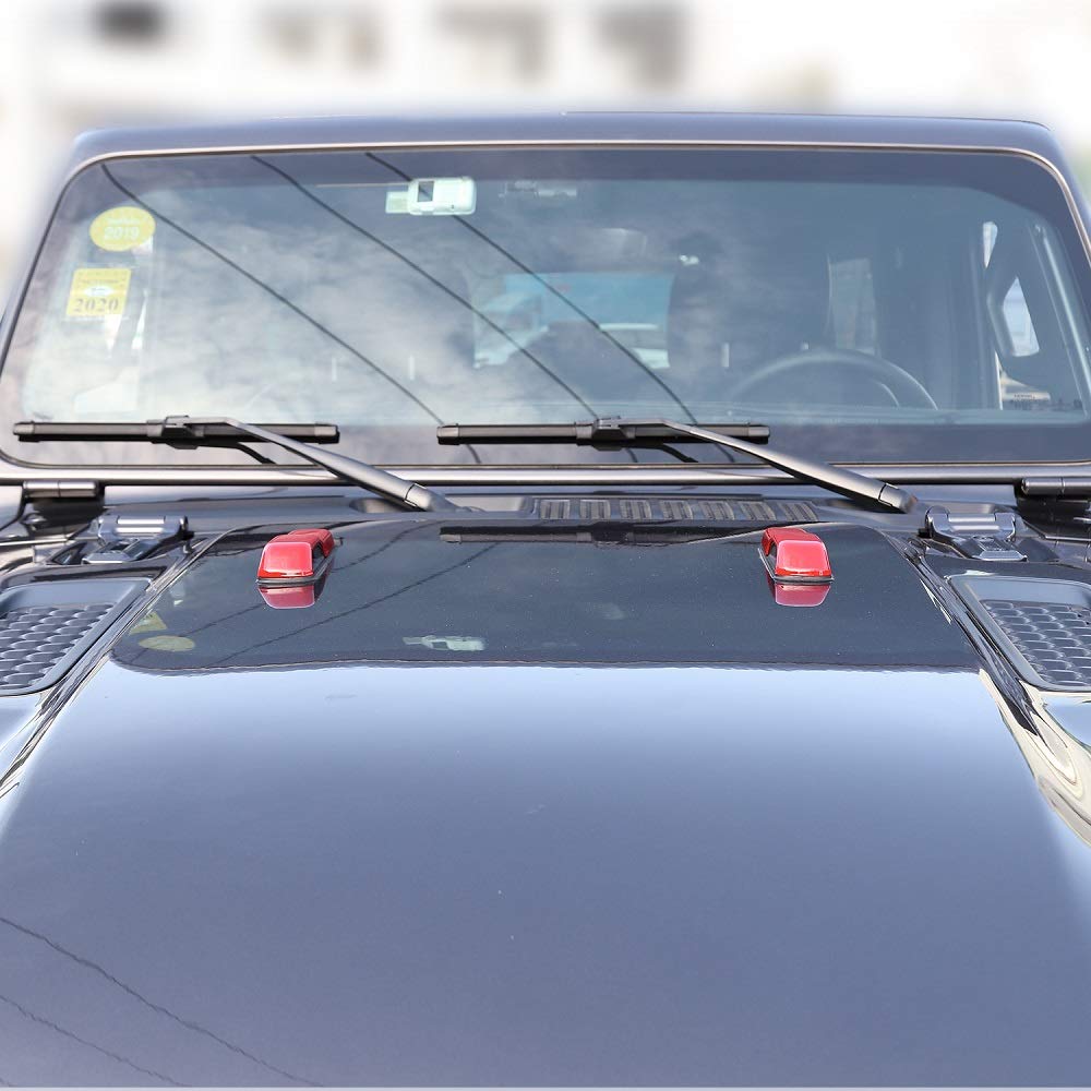 CheroCar JL JT Engine Hood Hinge Cover Decoration Stickers - Exterior Accessories for Jeep Wrangler JL (2018-2021) & Gladiator JT (2020-2021) - Red - Upgrade Your Jeep's Style for Off-Road Adventures & Car Shows