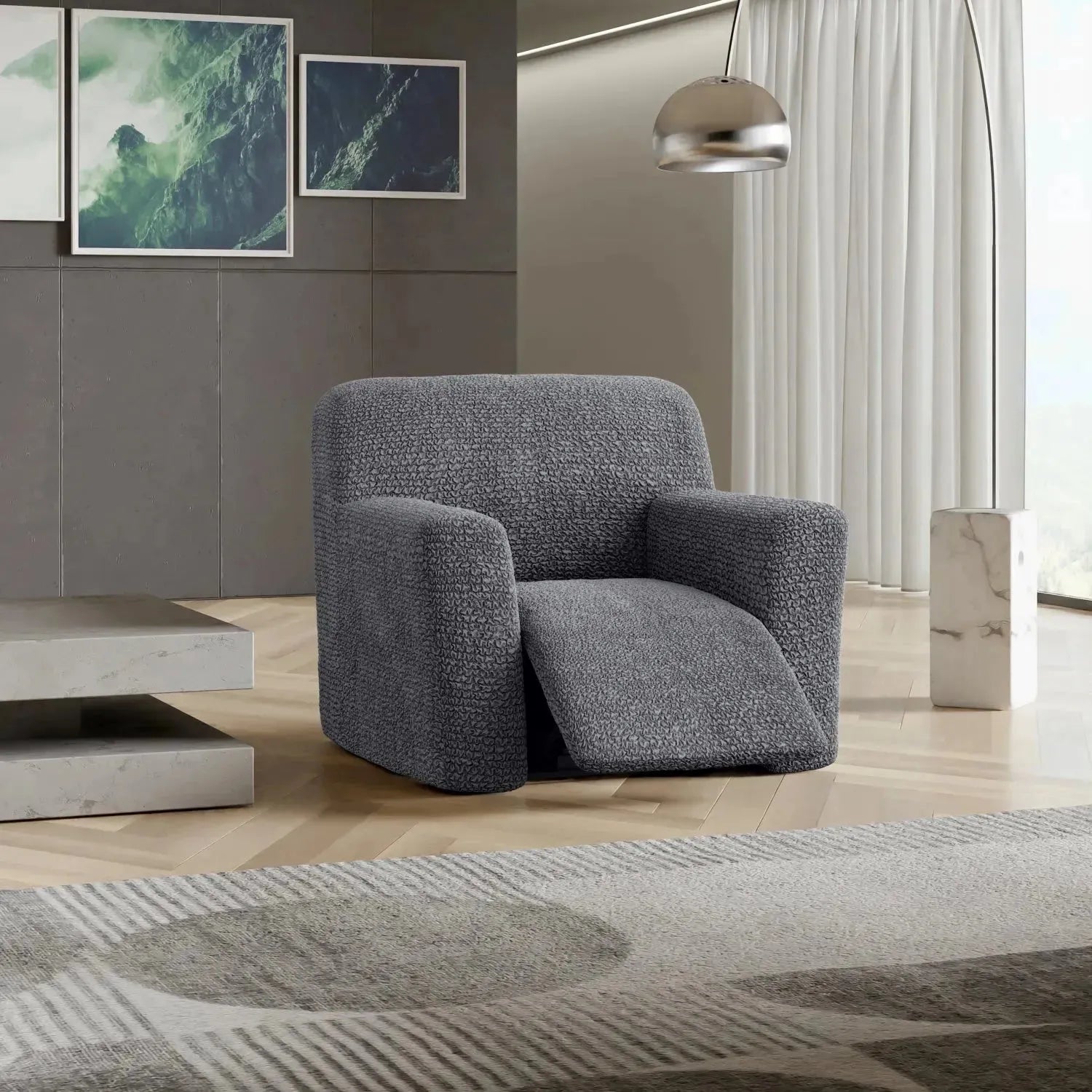 Microfiber Reclining Armchair Slipcover - Stretchable Furniture Protector for Living Room, Bedroom & Home Theater - Easy Wash Sofa Cover for Comfort & Style