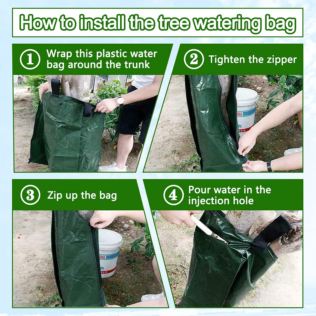 12 Pack 20 Gallon Tree Watering Bags - Heavy Duty Reusable Slow Release Gator Bags for Trees | Premium PVC Plant Drip Irrigation Bags (5-8 Hours Releasing Time) | Perfect for Drought Protection, Newly Planted Trees & Garden Irrigation
