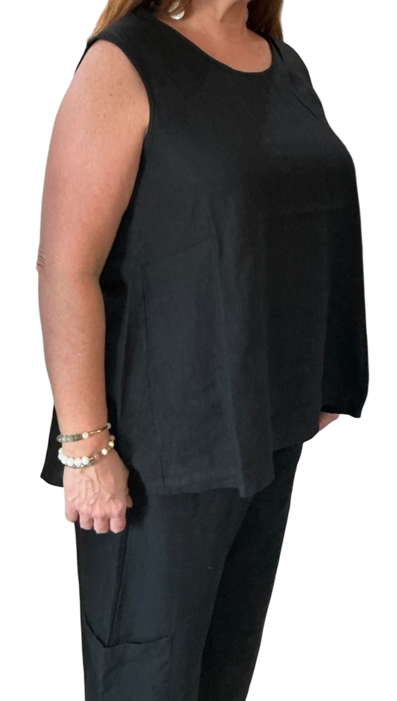 Bryn Walker Linen Huxley Tank Top - Black Spring 2025 Collection | Women's Casual Summer Linen Shirt for Beach & Vacation