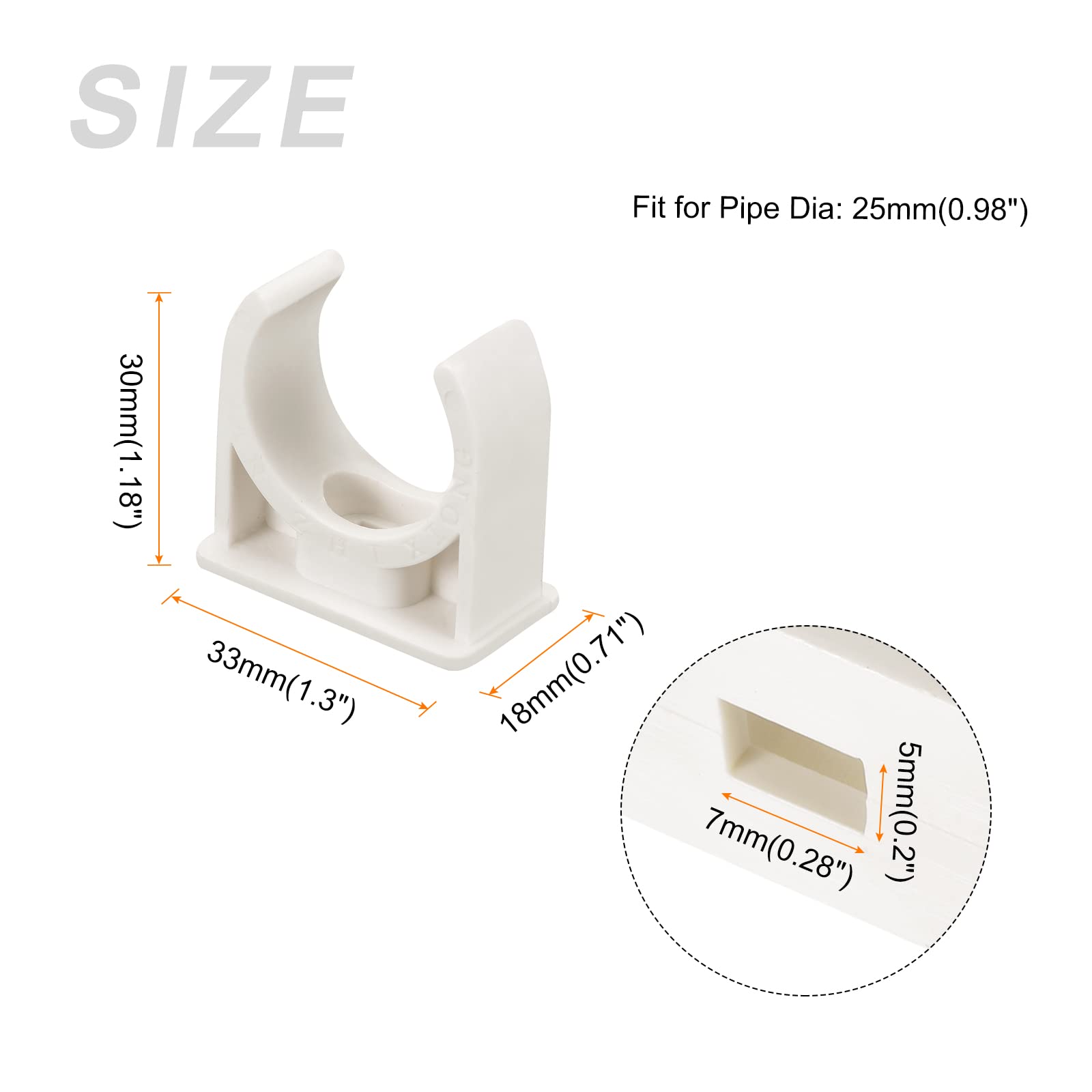 METALLIXITY PVC Water Pipe Clips 25mm (0.98 Inch) 100Pcs - White U-Shaped Plastic Pipe Clamps for Tubing Hose & Water Supply | Perfect for Plumbing, Irrigation Systems & DIY Home Improvement Projects
