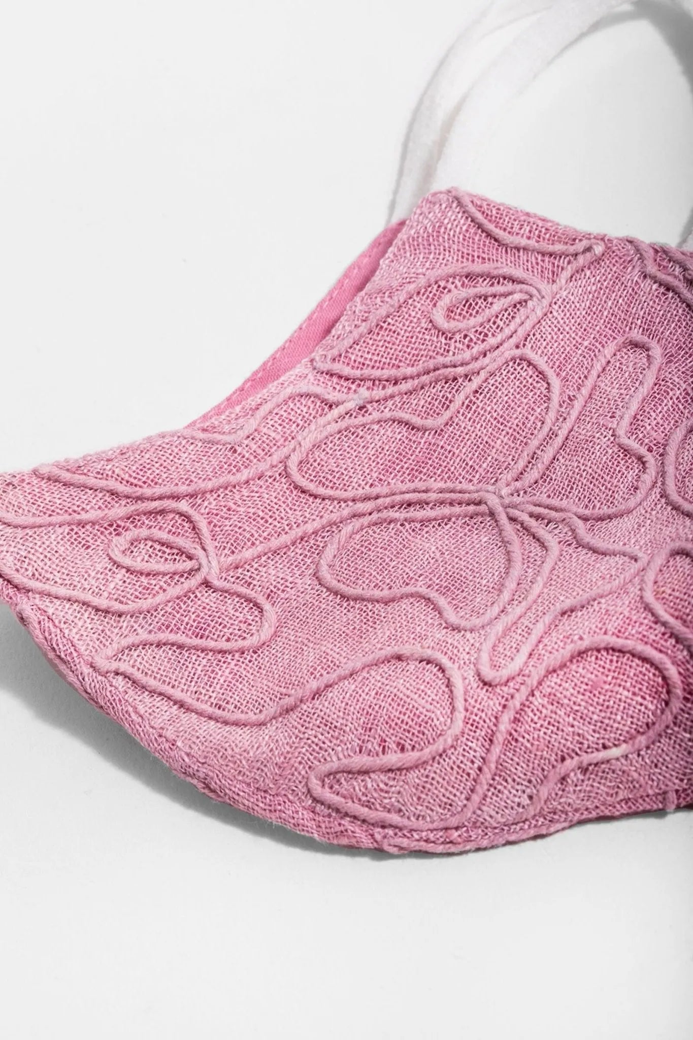 Linen Embroidered Face Mask - Breathable Washable Reusable Cotton Linen Fabric with Floral Embroidery - Perfect for Daily Use, Travel, and Outdoor Activities
