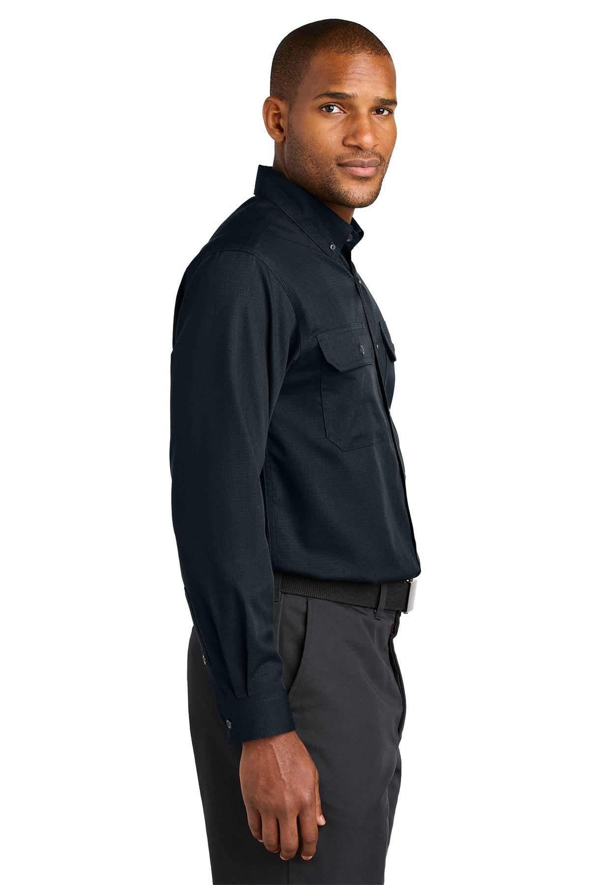 CornerStone Ripstop Long Sleeve Custom Shirt - Durable Navy Blue Workwear for Outdoor Activities & Tactical Use