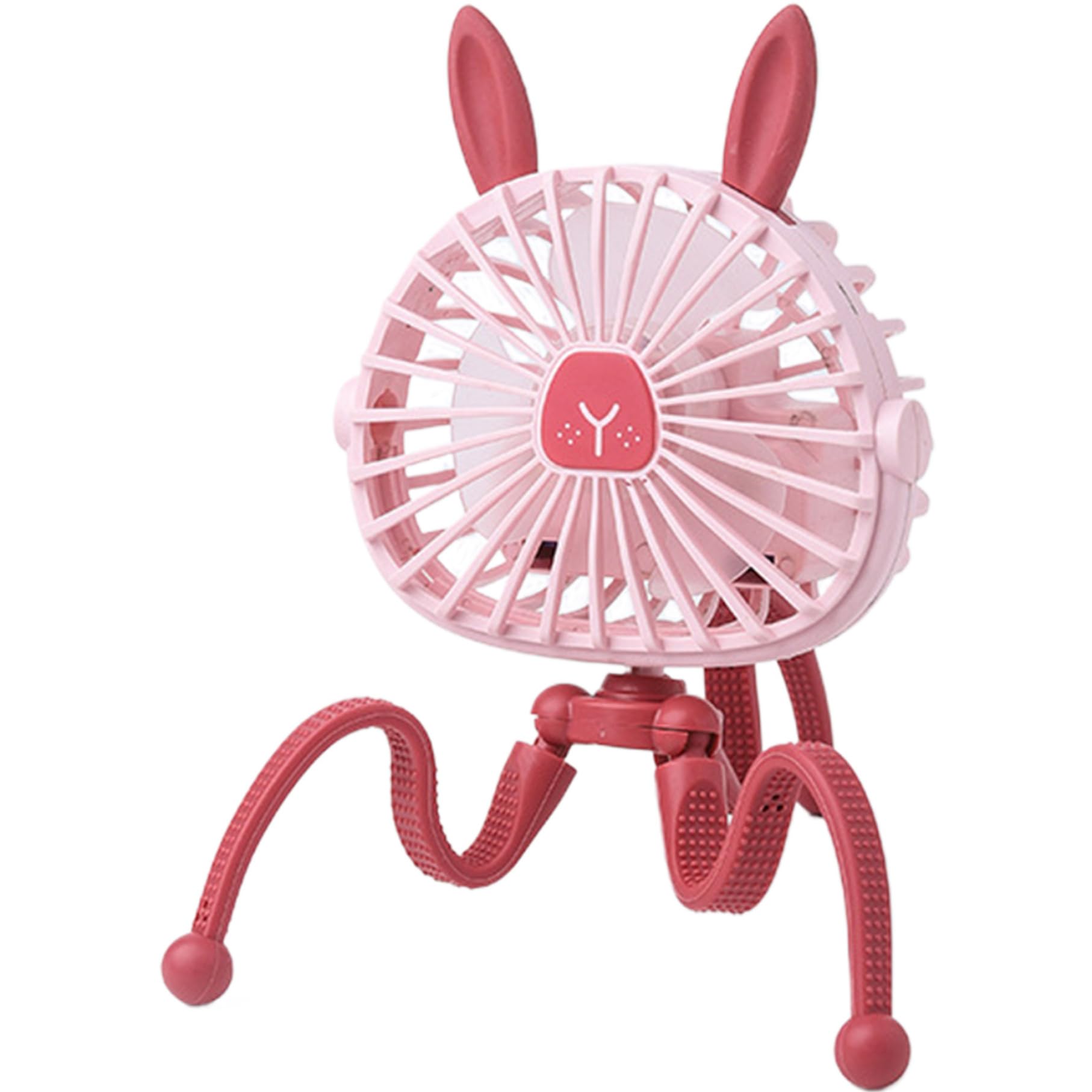 Cute Bunny Stroller Fan - 3 Speed Adjustable USB Rechargeable Baby Fan with Light, 360° Rotation & 500mAh Battery | Perfect for Strollers, Car Seats, Desks, Camping & Outdoor Activities