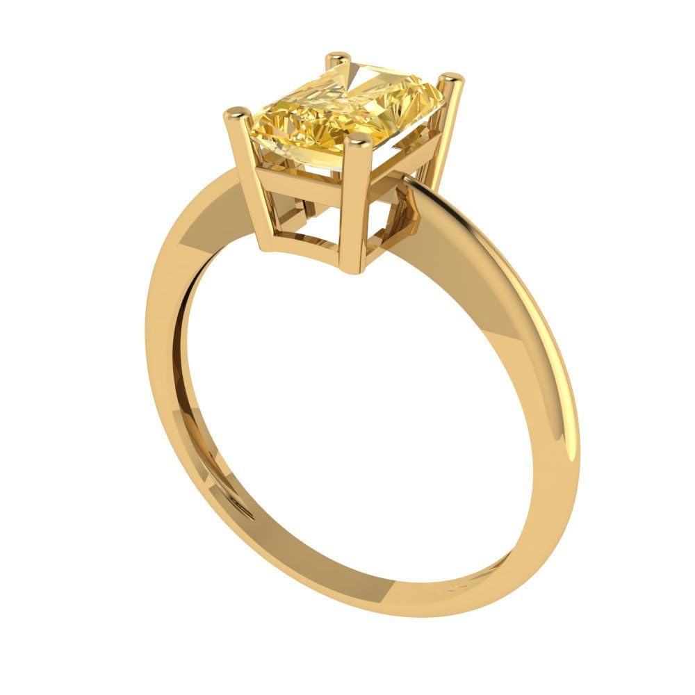 1.0 ct Radiant Cut Yellow Moissanite Engagement Ring - 14k Yellow Gold Solitaire Wedding Band for Women | Anniversary, Proposal, Bridal Jewelry Gift