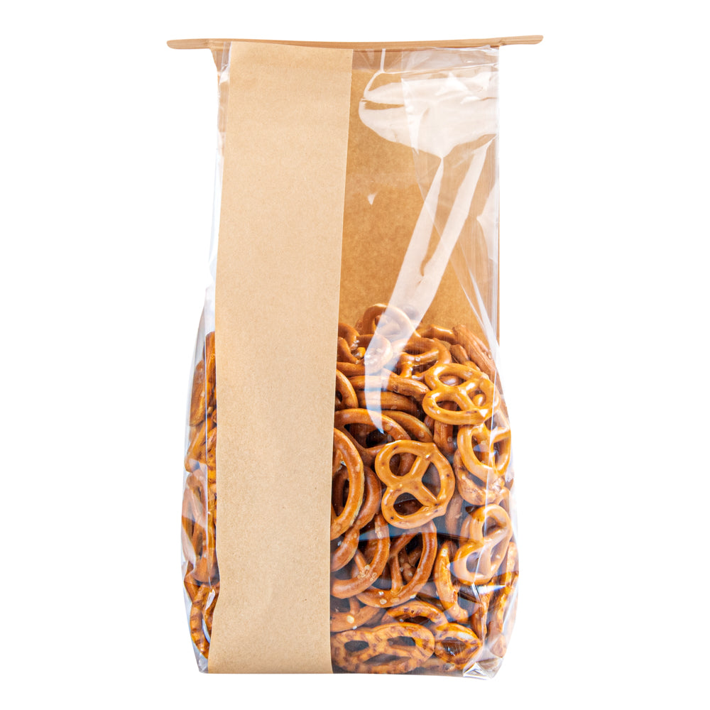 Premium Kraft Paper Bakery Bags with Window & Tin Tie Closure - 4.75