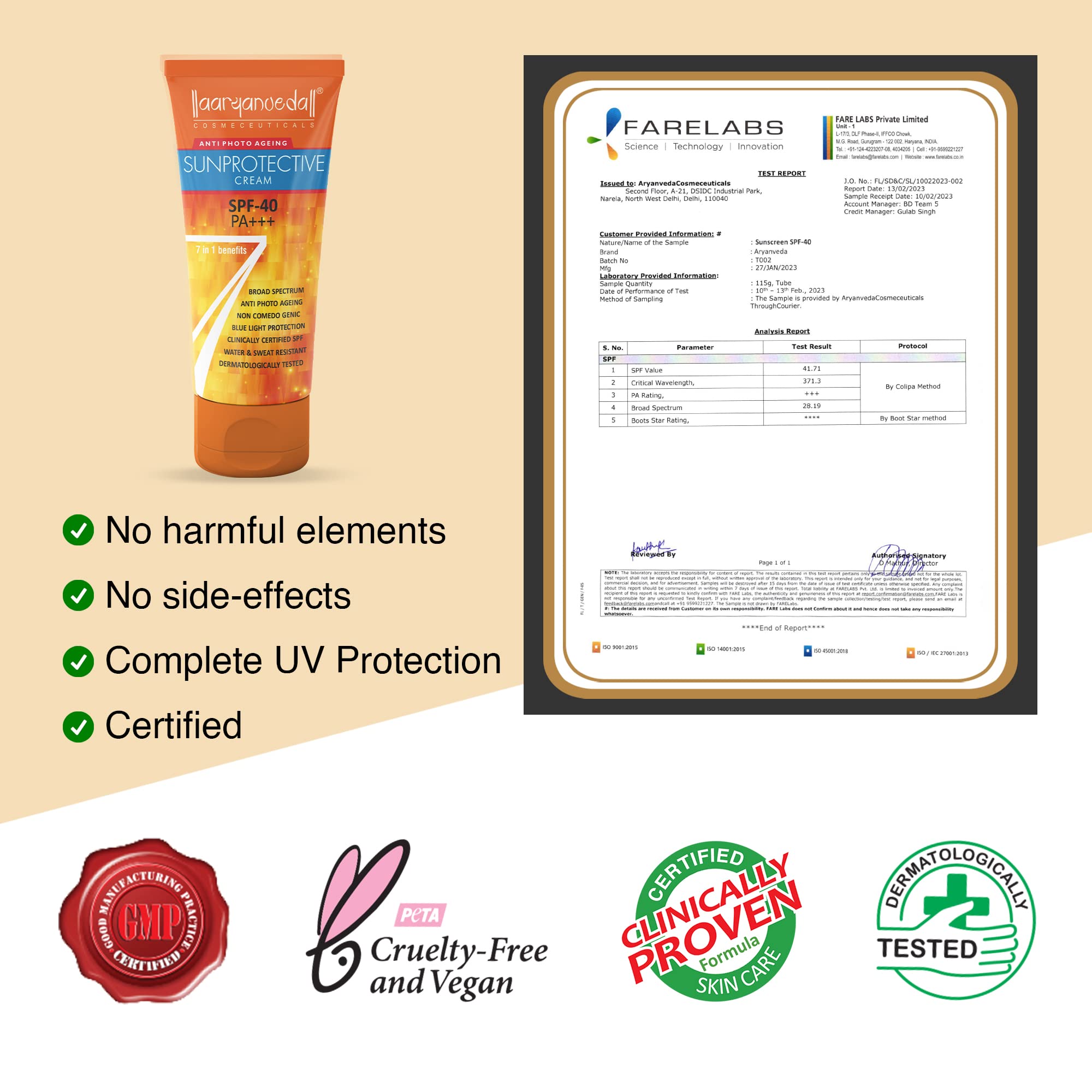Aryanveda Herbals Haldi Chandan Face Bleach Cream 250g & SPF 40 Sunscreen Lotion 60g - Natural Skin Brightening & Sun Protection for Glowing Complexion | Perfect for Daily Skincare & Outdoor Activities