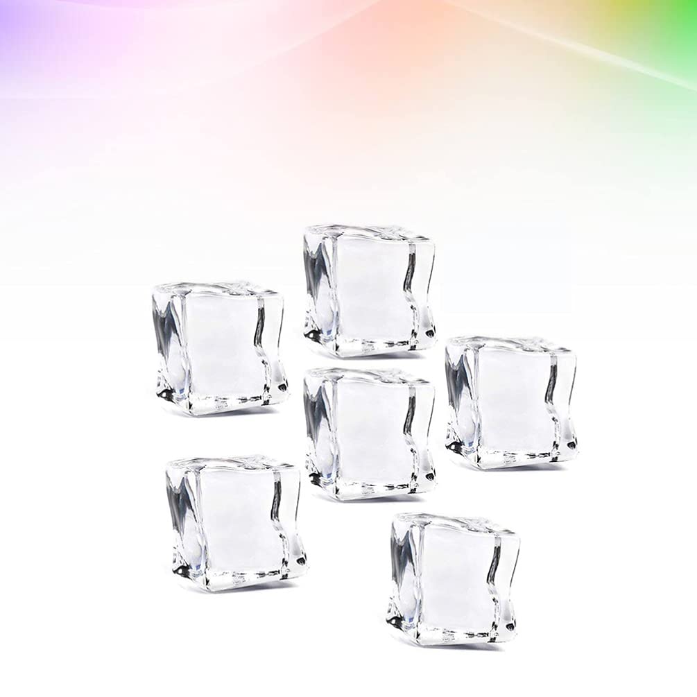 Garneck 100pcs Clear Artificial Ice Cubes - Fake Decorative Ice Cubes for Vase Fillers, Cocktail Parties & Wedding Centerpieces