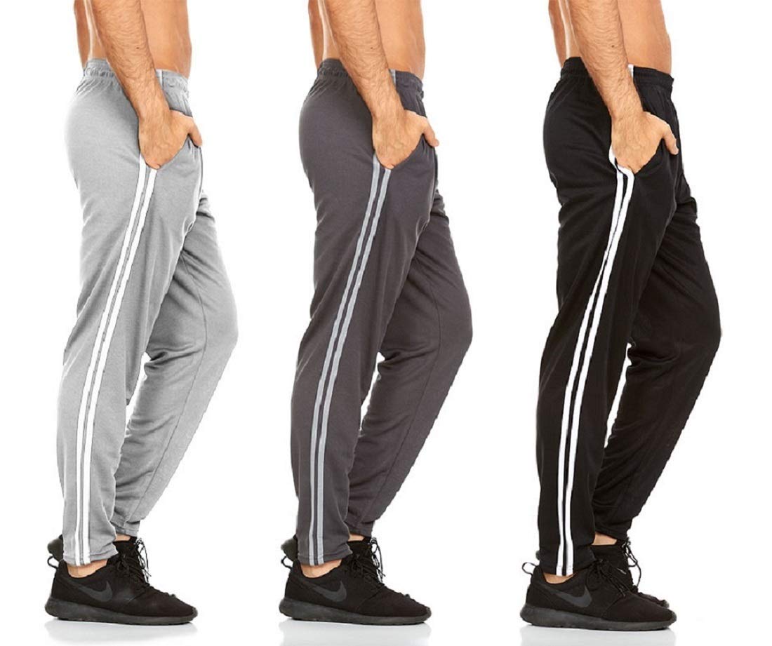 Daresay Men's Quick-Dry Active Joggers Pants with Side Pockets - 3 Pack Athletic Casual Workout Pants for Running, Gym, Yoga & Everyday Wear