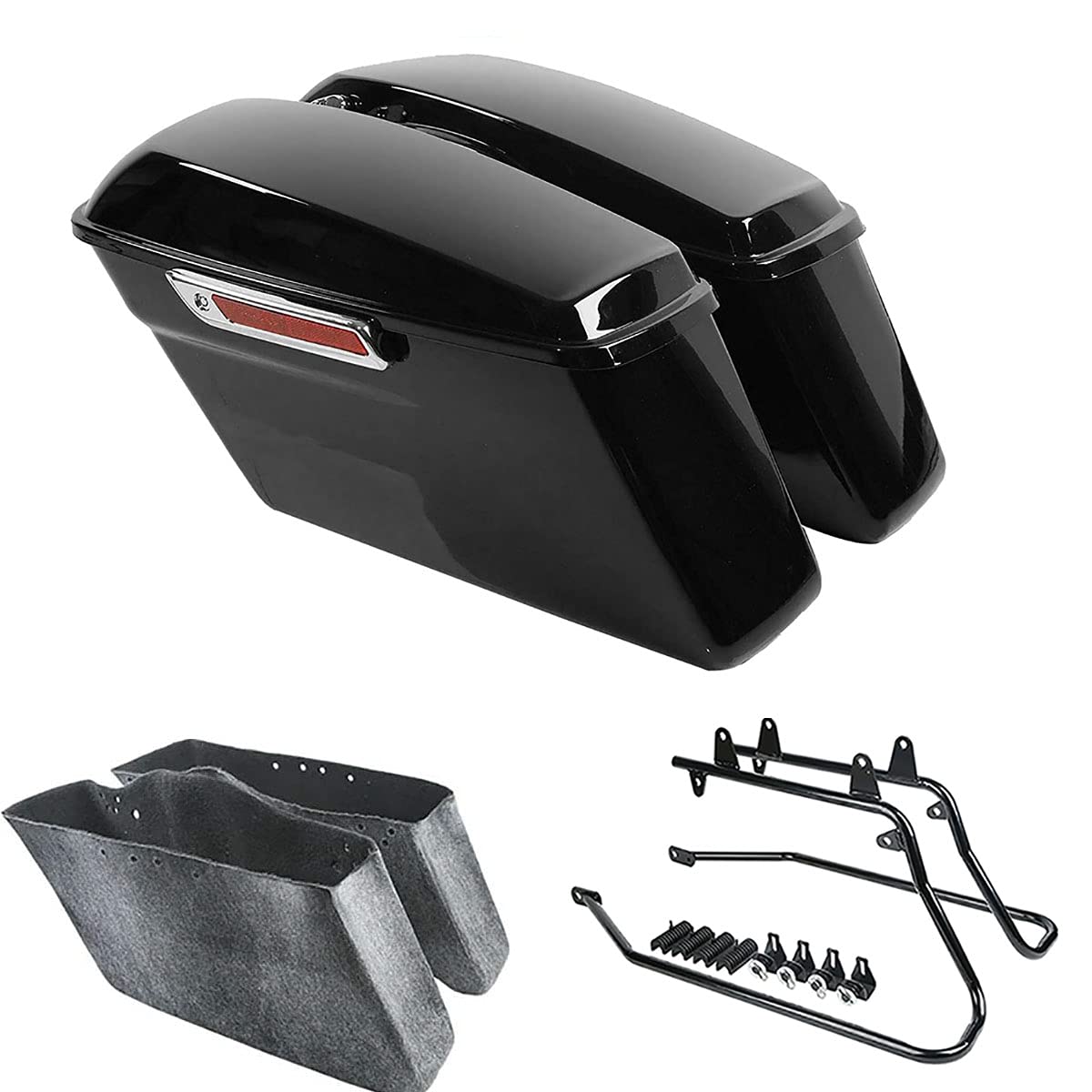 Premium TCMT Hard Saddlebags with Carpet Liners & Conversion Brackets - Compatible with Harley Softail 1984-2017 (Excluding Slim & Deuce Models) - Durable Motorcycle Storage for Long Rides & Road Trips
