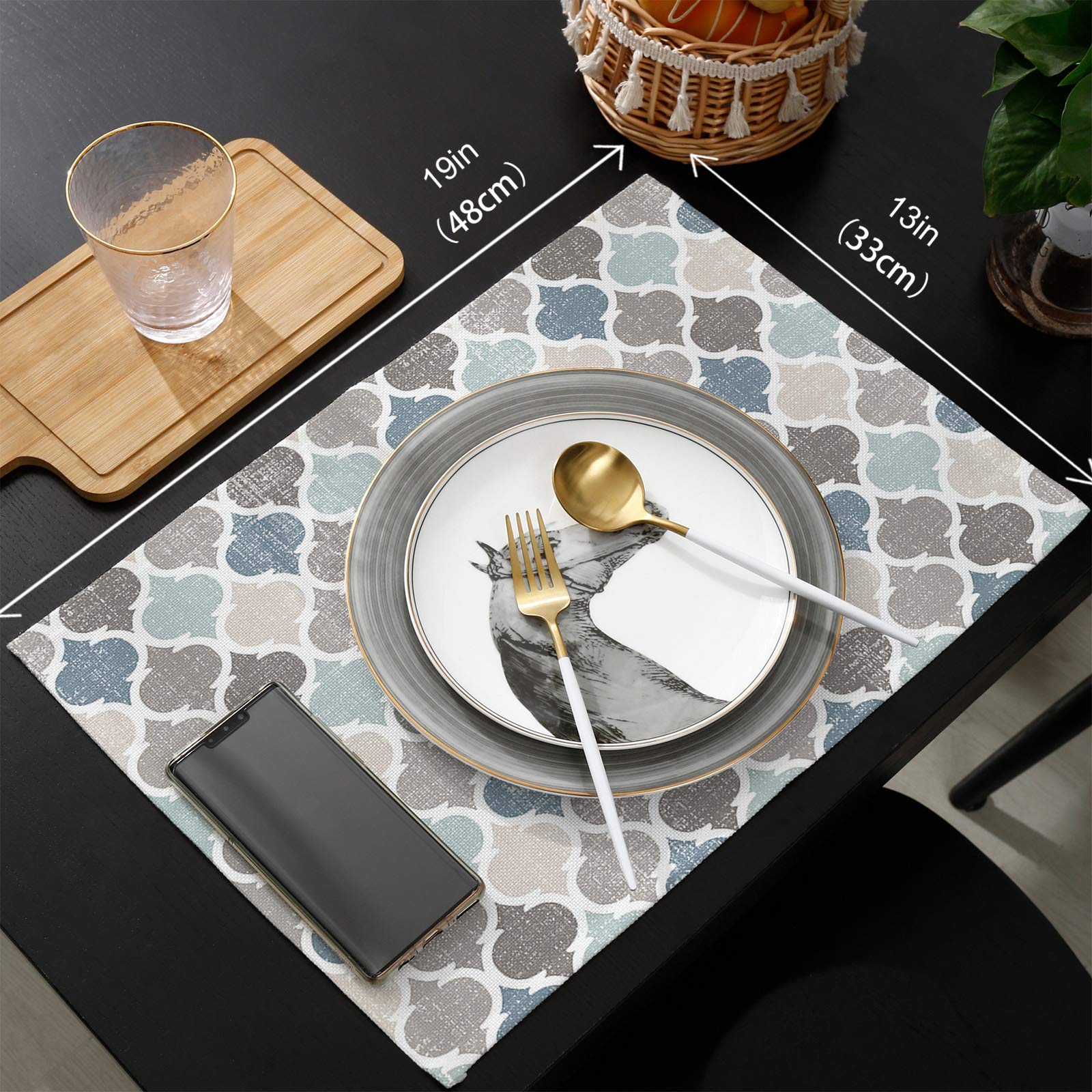 Geometric Moroccan Pattern Washable Placemats Set of 4 - 13