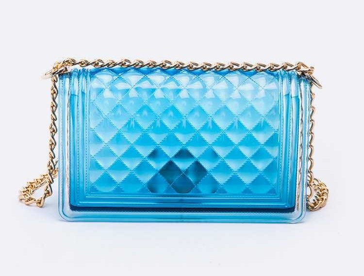 Blue Diamond Clear Jelly Purse - Trendy Transparent Handbag for Women, Girls, Teens - Perfect for Parties, Beach, Shopping & Everyday Use