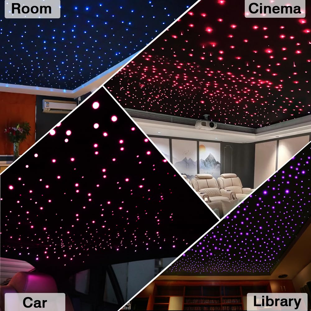 10W RGBW LED Fiber Optic Star Ceiling Light Kit - 360pcs 0.03in Twinkle Lights with Bluetooth APP & Remote Control for Car & Home Decoration | Music Sync Mode, 9.8ft Starlight Headliner | Perfect for Bedroom, Theater, Party & Romantic Ambiance