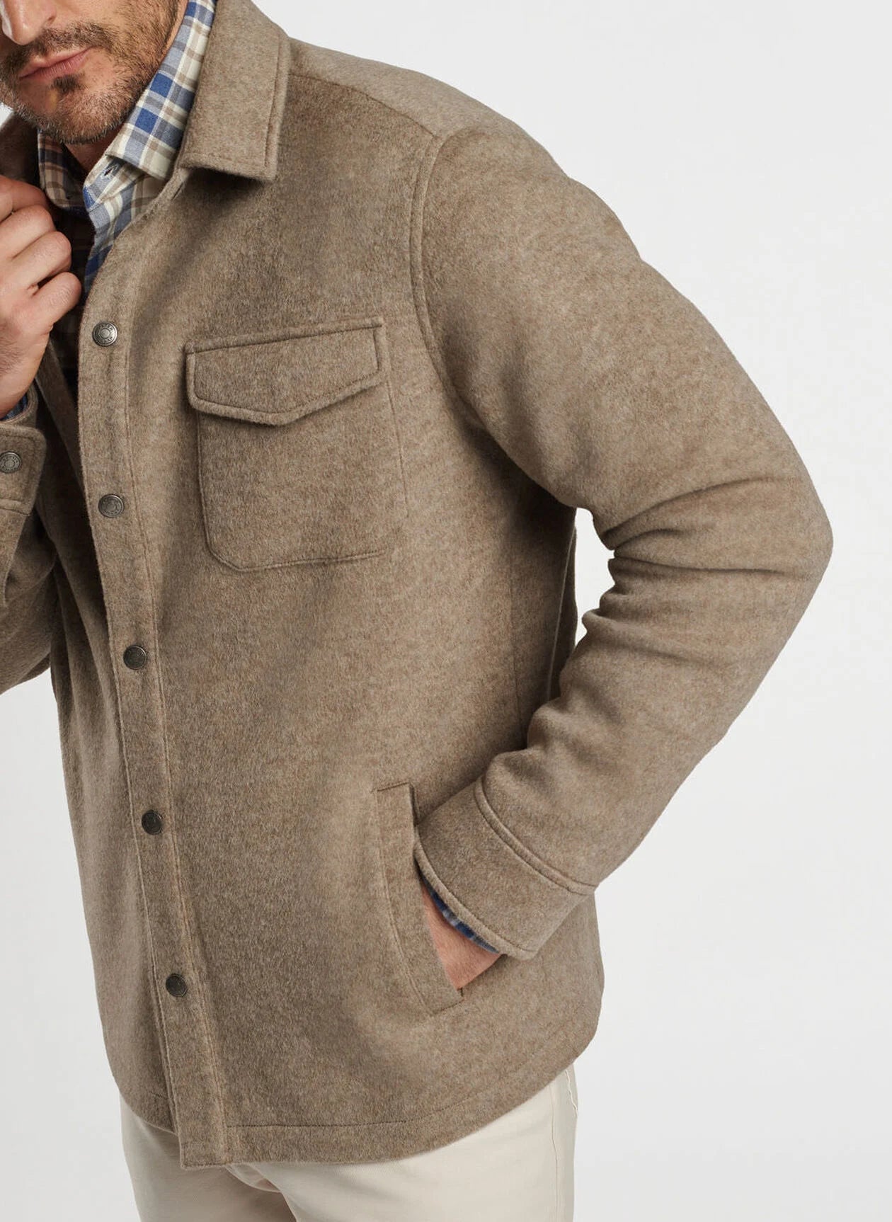 **Peter Millar Fleece Shirt Jacket for Men - Soft & Warm Casual Outerwear - Perfect for Outdoor Activities, Hiking, and Layering in Cold Weather**