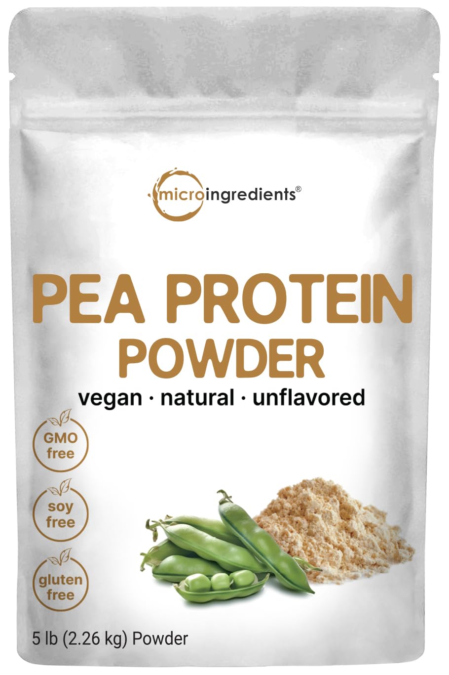 Organic Pea Protein Powder 5lbs - Unflavored Vegan Protein Supplement | 27g Plant-Based Protein per Serving | Rich in BCAAs & EAAs | Non-GMO, Keto Friendly | North American Grown | Perfect for Smoothies, Baking & Post-Workout Recovery
