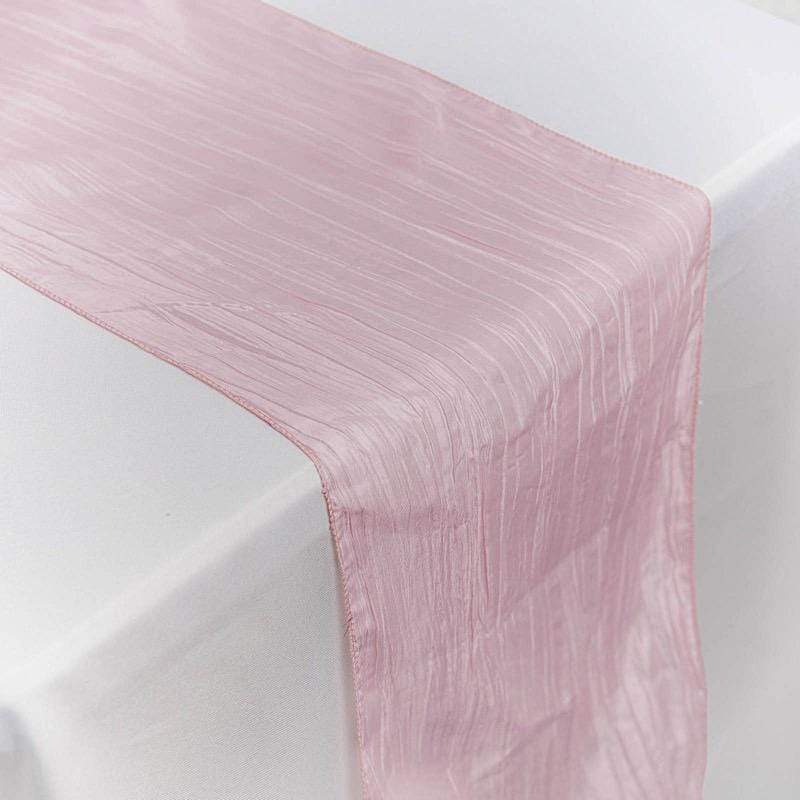 12-Pack 108-Inch Metallic Accordion Crinkled Taffeta Table Runner for Wedding, Party, Holiday & Home Decor - Elegant Dining Table Decorations
