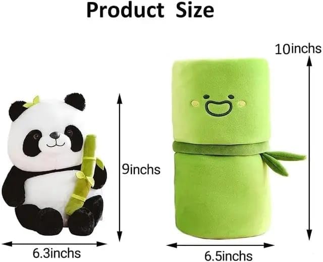 Cute Panda Plush Toy in Bamboo - Soft Stuffed Animal Kawaii Teddy Bear - Perfect Birthday Gift for Kids & Adults - Green Bunny Stuffed Toy for Bedroom Decor, Nursery, and Cuddling