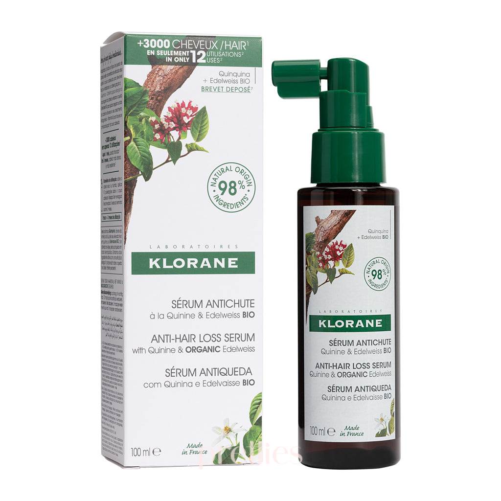KLORANE Hair Strengthening Serum with Quinine & Organic Edelweiss - 100ml Treatment for Thinning Hair & Hair Loss - Promotes Hair Growth & Volume - Ideal for Daily Use & Damaged Hair Care