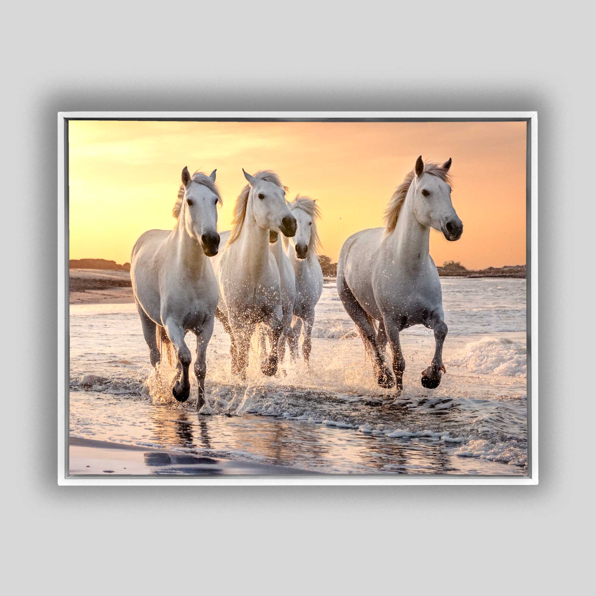 Galloping Horses Print - Animal Art Canvas with Gold Varnish - Fine Art Home Decor for Living Room, Bedroom & Office Wall