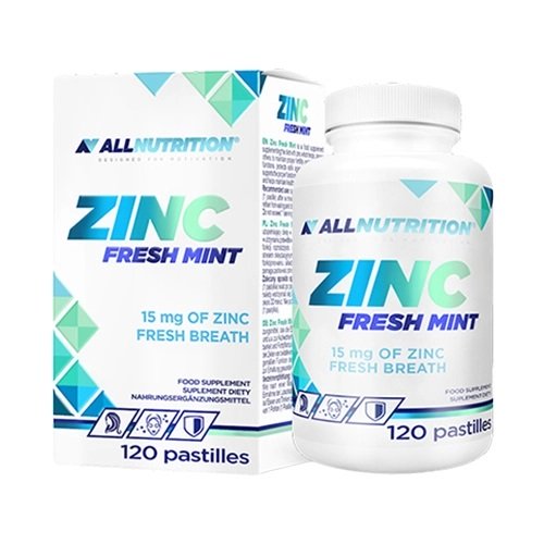 Allnutrition Zinc Supplement 15mg - 120 Fresh Mint Flavored Pastilles for Immune Support & Wellness | Great for Cold Season & Daily Health Boost