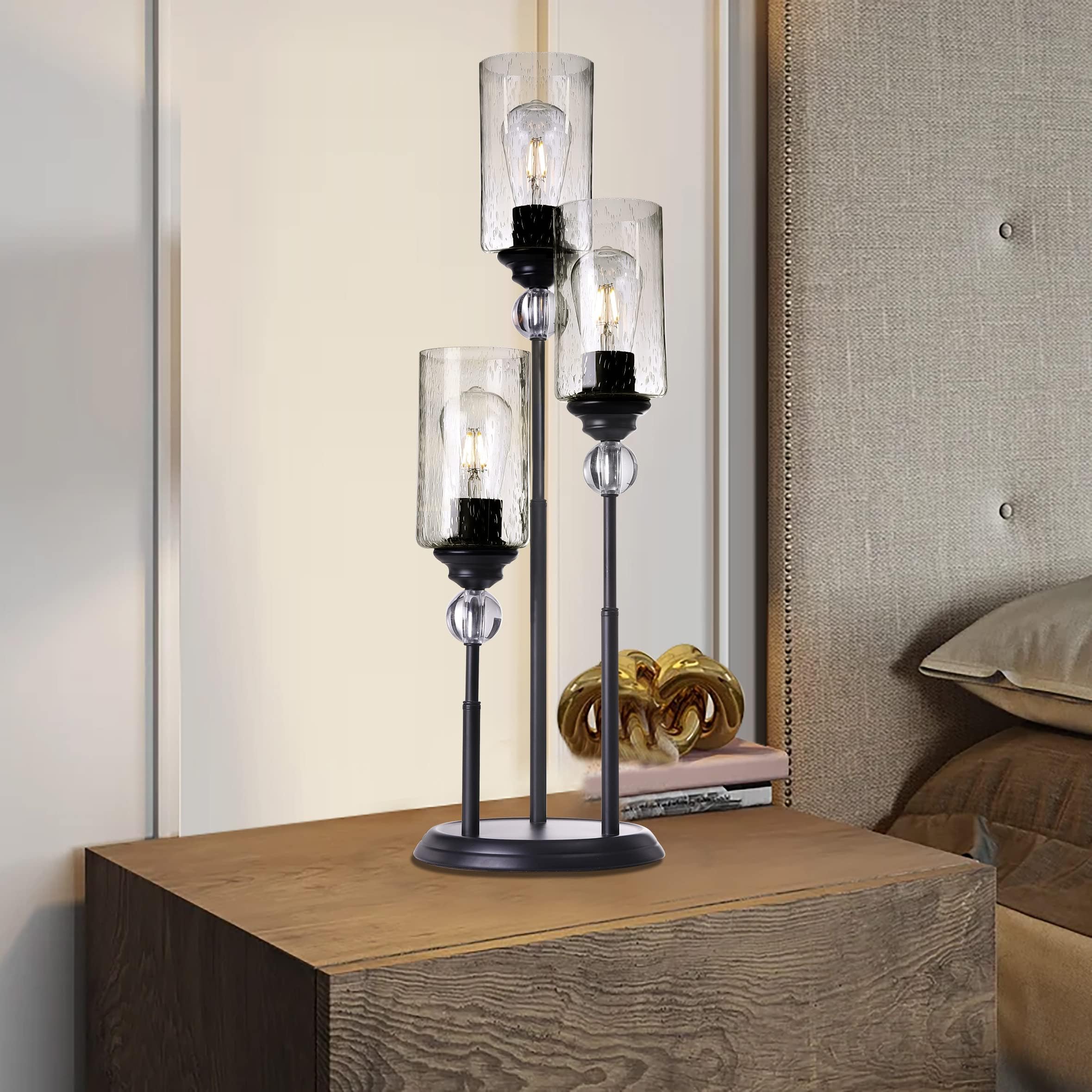 TOCHIC 3-Light Modern Table Lamp with Glass Shade - 28.8