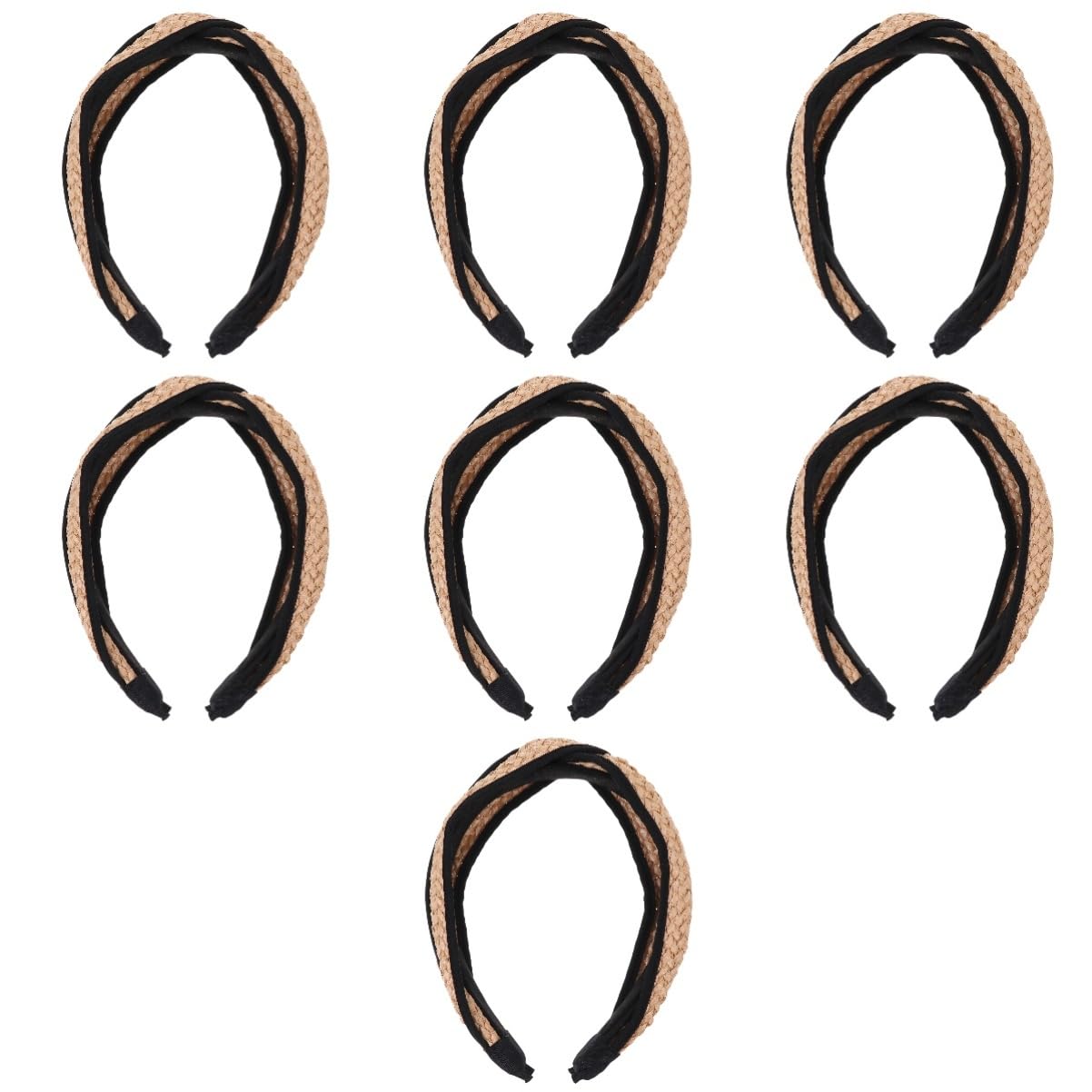 Minkissy 7-Pack Straw Woven Headbands for Women & Girls - Fashionable Scrunchies, Knotted Hair Accessories, Fabric Headbands (Style C238) - Perfect for Summer Outfits, Beach Days & Boho Chic Looks